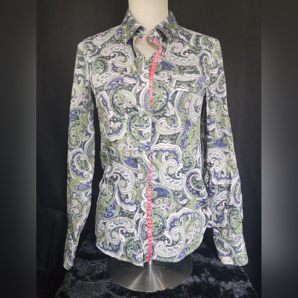 Platini Large Multicolor Paisley Button Up Blouse